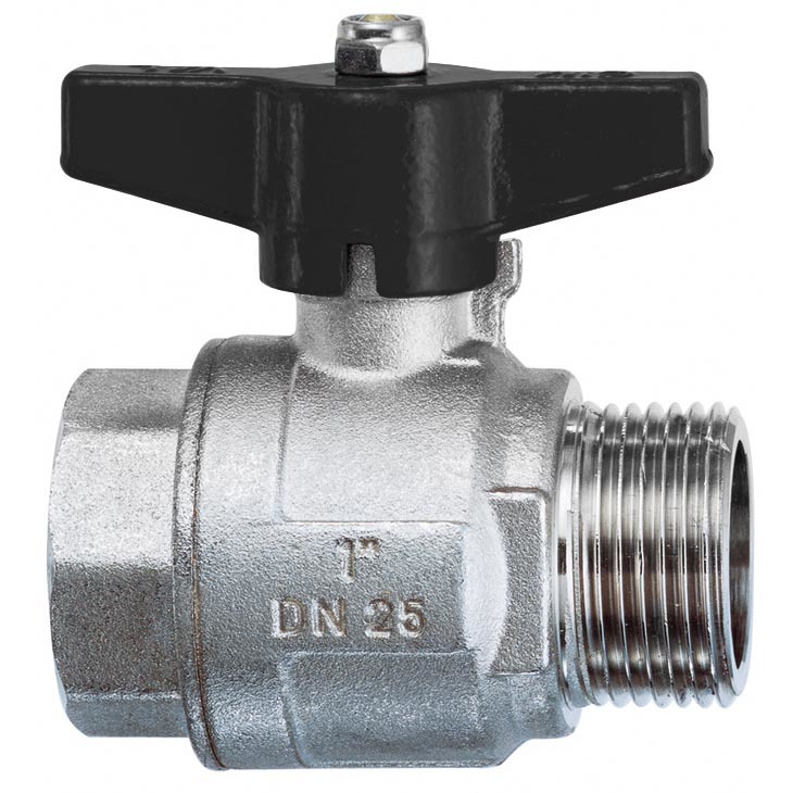 Valvola a sfera a passaggio integrale - serie t14 - maniglia a farfalla in alluminio nera