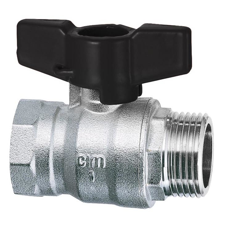 Valvola a sfera passaggio integrale - serie red5 - maniglia a farfalla in alluminio nera